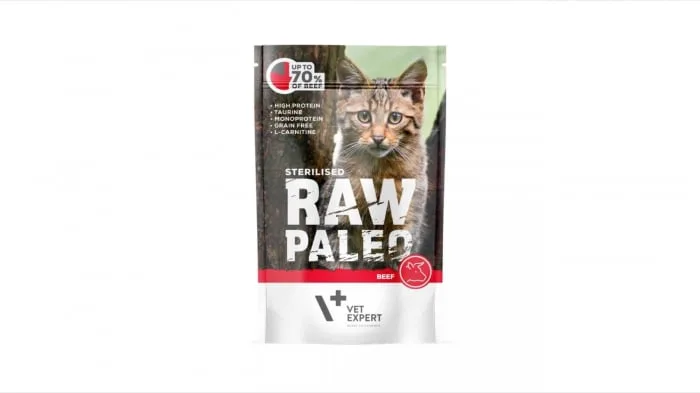 Hrana umedă pentru pisici sterilizate VET EXPERT RAW PALEO CAT — Recenzie calitate și preț