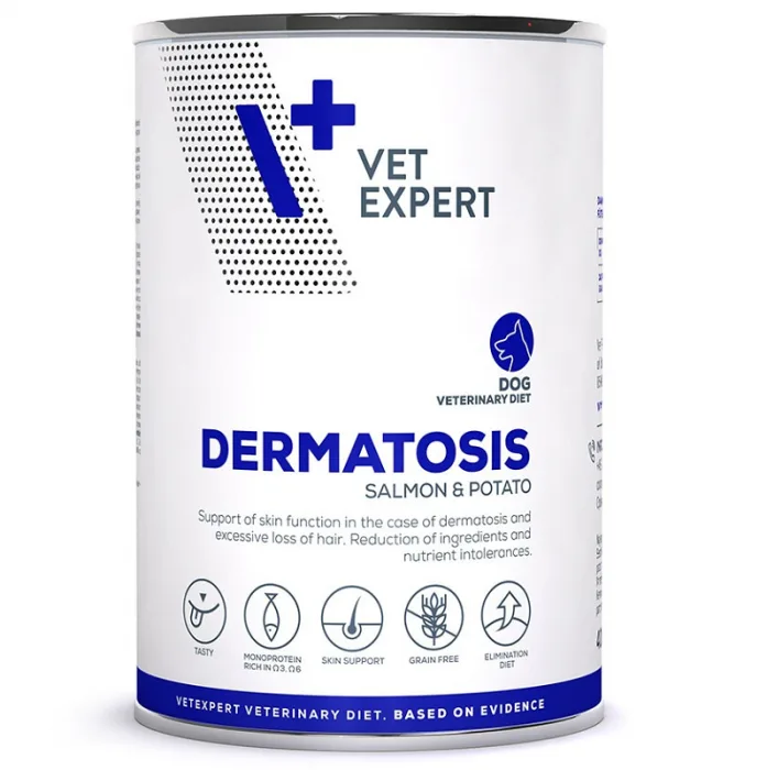 Hrana umedă Vet Expert 4T - Caracteristici, preț și verdict pentru câini cu dermatite
