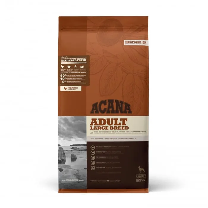 Valoare hrana pentru câini Acana Heritage Adult Large Breed — Recenzie și performanță
