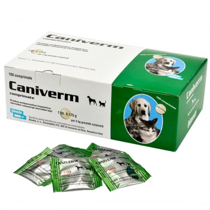 Caniverm 0,175 gr x 100 tablete — Recenzie completă și verdict pentru tratament paraziți la câini și pisici de talie mic