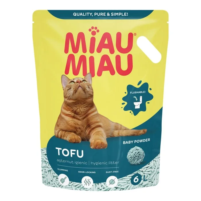 Preț Nisip Pisici Miau Miau Tofu Baby Powder 6L — Recenzie și avantaje