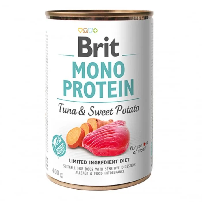 Hrana completă Brit Mono Protein Tuna Sweet Potato pentru câini — Recenzie, preț și caracteristici
