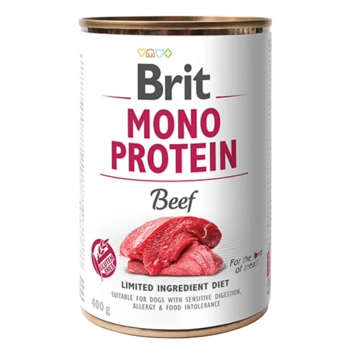 Hrana completă Brit Mono Protein Beef pentru câini cu digestie sensibilă — Recenzie și specificații