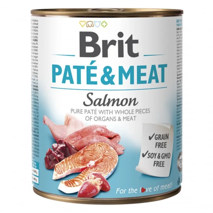 Hrana completă pentru câini Brit Premium Pate and Meat Salmon — Recenzie, caracteristici și preț