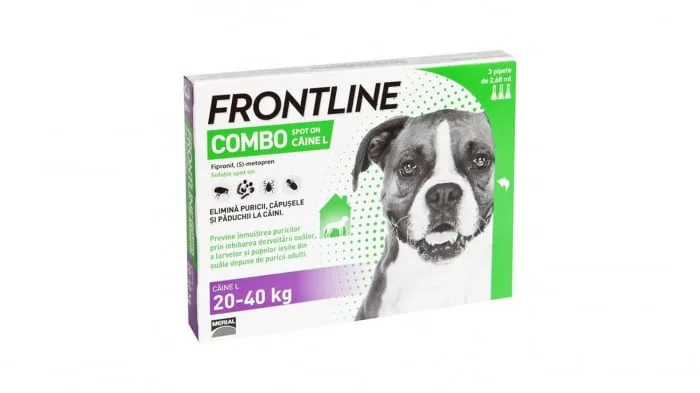 Frontline Combo L (20-40 kg) — Review, preț și caracteristici pentru antiparazitare câini mari