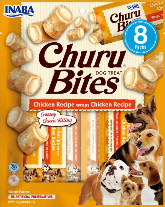 Recomandat Inaba Churu Bites — recompense naturale pentru câini cu pui, 8 x 12 g
