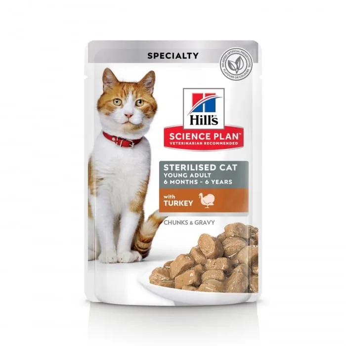 Hill's Science Feline Young Adult Sterilised cu carne de curcan — Recenzie și preț actualizat
