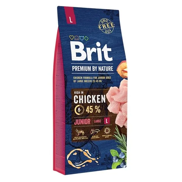 Hrana uscată pentru câini Brit Premium by Nature Junior Large — caracteristici și preț actualizat