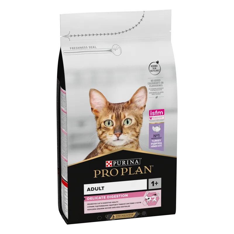 Review preț Purina Pro Plan Adult Delicate Digestion — hrana uscată pentru pisici cu curcan