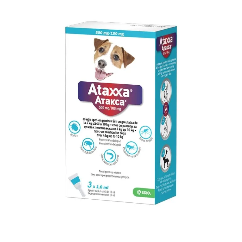 Ataxxa Dog — Recenzie despre pipete antiparazitare pentru câini de talie mică, 4-10 kg