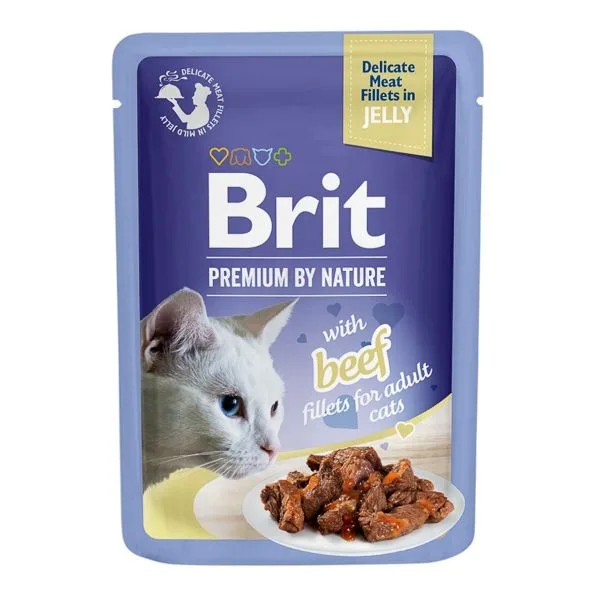 Hrana umedă pentru pisici Brit Cat Delicate Beef in Jelly — recenzie și specificații