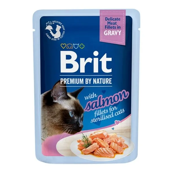 Hrana umedă pentru pisici Brit Cat Delicate Salmon in Gravy — Caracteristici și recenzie completă