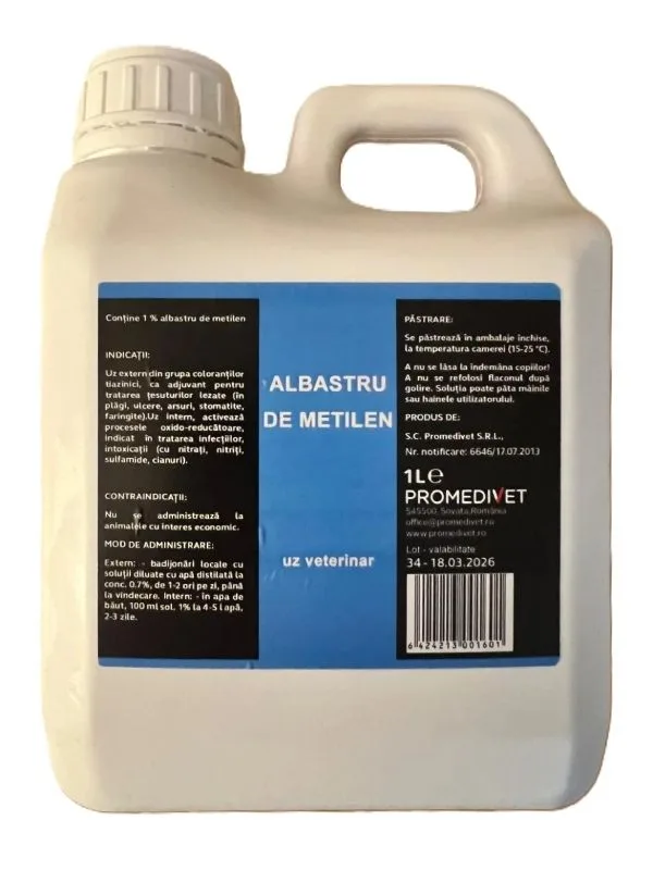 Promedivet Albastru de metilen 1% — Recenzie și avantaje pentru uz extern și intern