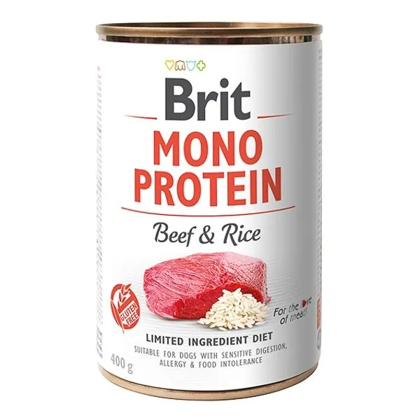 Hrana umedă Brit Mono Protein Beef & Rice — Recenzie și verdict pentru câini cu digestie sensibilă