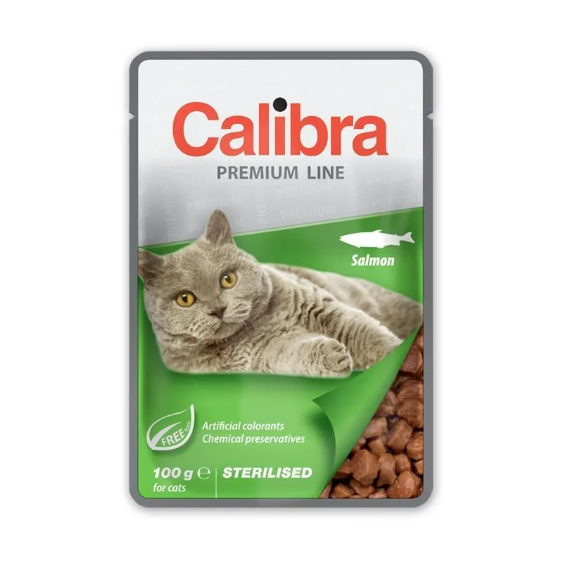 Hrana umedă Calibra Cat Pouch Premium Adult Sterilized Salmon — Recenzie, preț și caracteristici