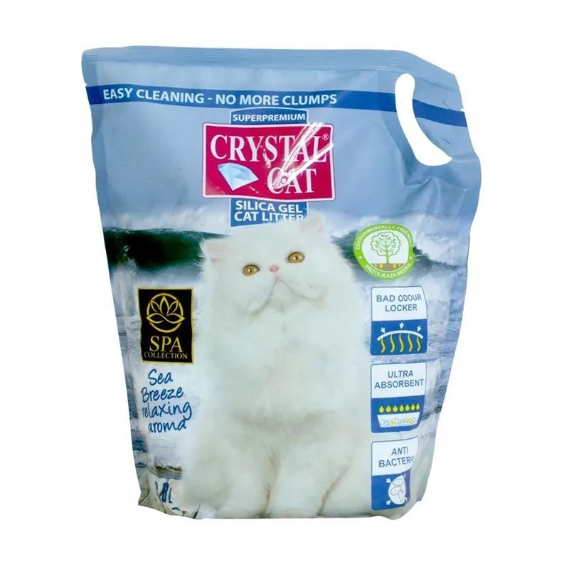 Crystal Cat nisip silicatic Sea Breeze — Recenzie, avantaje și preț pentru pet shop