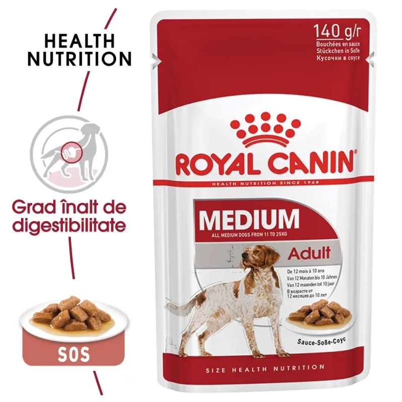 Hrana umedă Royal Canin Medium Adult — Caracteristici, preț și verdict