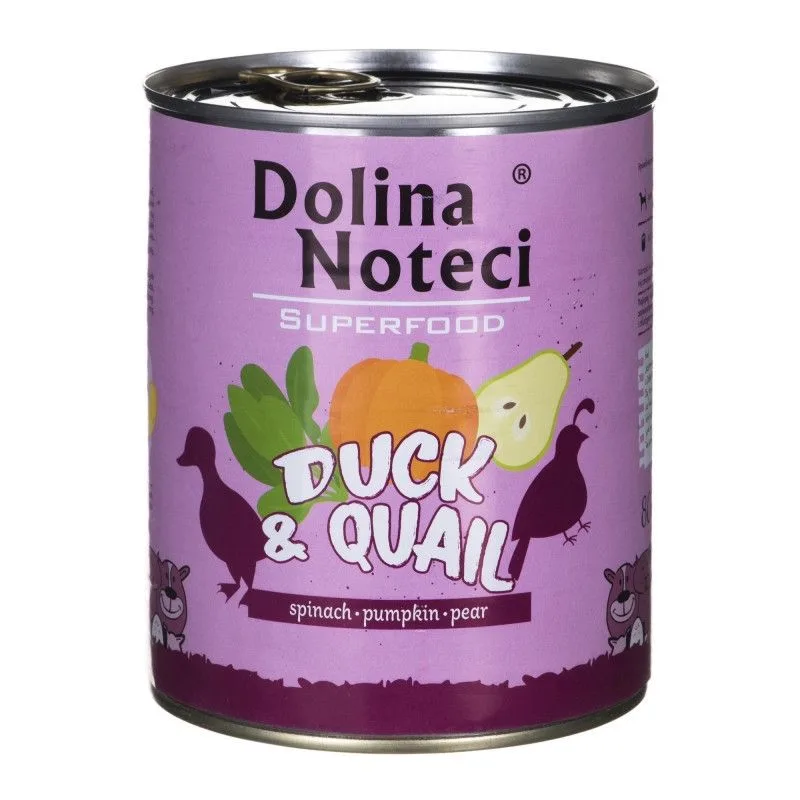 Hrana umedă pentru câini Dolina Noteci Superfood Rata și Prepelita — Recenzie și avantaje