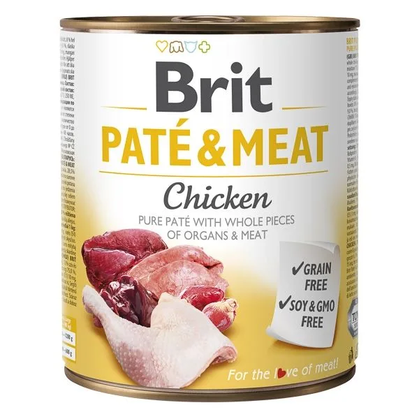Hrana umedă pentru câini Brit Pate and Meat Chicken 800 g — opinii și caracteristici