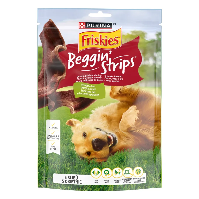 Hrana uscată pentru câini Friskies Beggin' Strips cu bacon — recenzie și avantaje