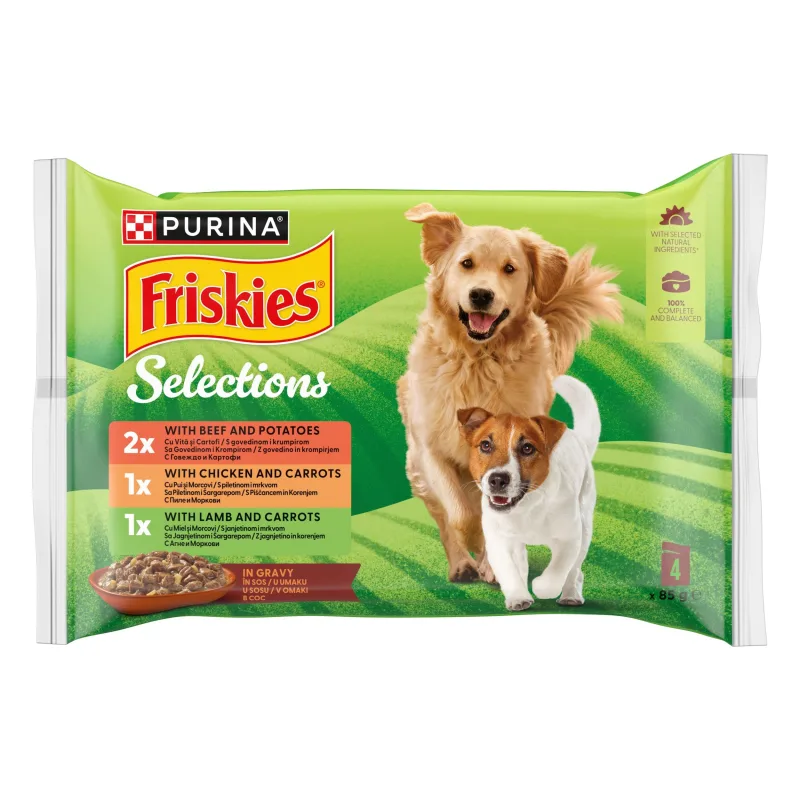 Hrana umedă Friskies Adult cu Pui și Morcovi în sos — Recenzie și caracteristici