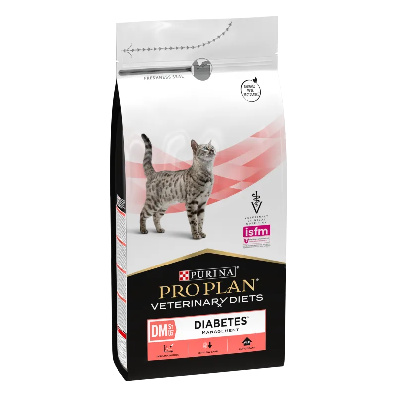 Recomandări Purina Pro Plan Veterinary Diets DM pentru diabet la pisici — Caracteristici și preț