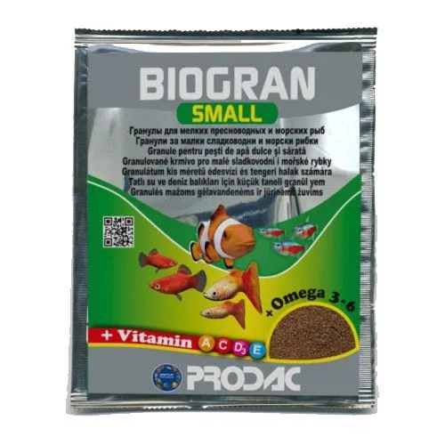 Hrana pentru pești Biogran Small Prodac — recenzie, specificații și verdict