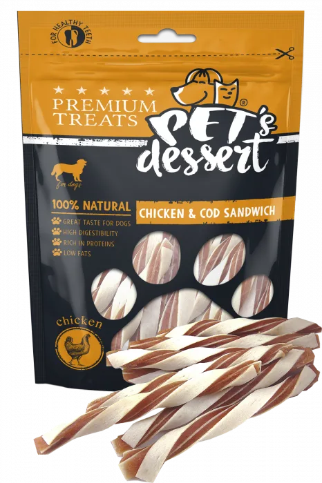 Pet's Dessert Dog Chicken & Cod Sandwich — Recenzie și caracteristici, 80 g