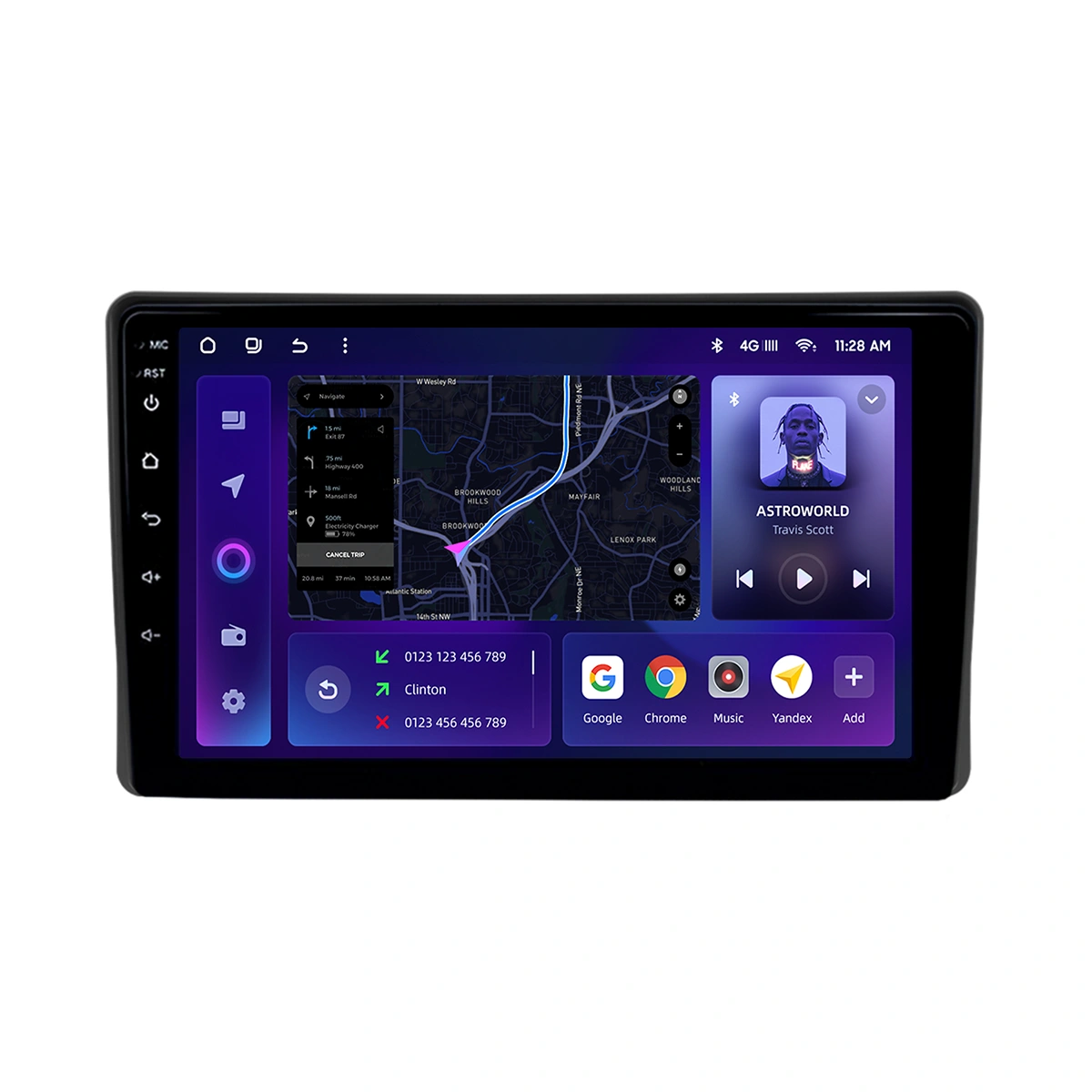 Navigație Auto MOSS M2 Fiat Panda 2003-2012 4+32GB 9" IPS Octa-core 1.6GHz Android 10 4G Bluetooth 5.1 DSP